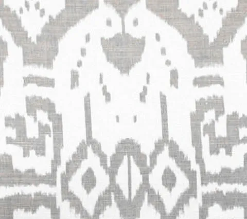 China Seas Fabric: Island Ikat - Custom Gray on White Belgian Linen / Cotton