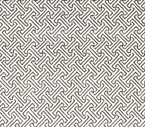 China Seas Fabric: Java Petite - Custom Petite Brown on White Belgian Linen / Cotton