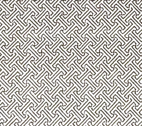 China Seas Fabric: Java Petite - Custom Petite Brown on White Belgian Linen / Cotton