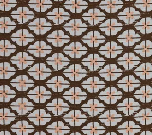 China Seas Fabric: Kyoto Two Color - Custom Brown / Peach on White Belgian Linen / Cotton