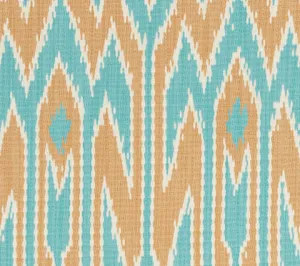 China Seas Fabric: Lucaya Ikat - Custom Multi Turquoise / Taupe on Soft Linen / Cotton Blend (Imported from Italy)