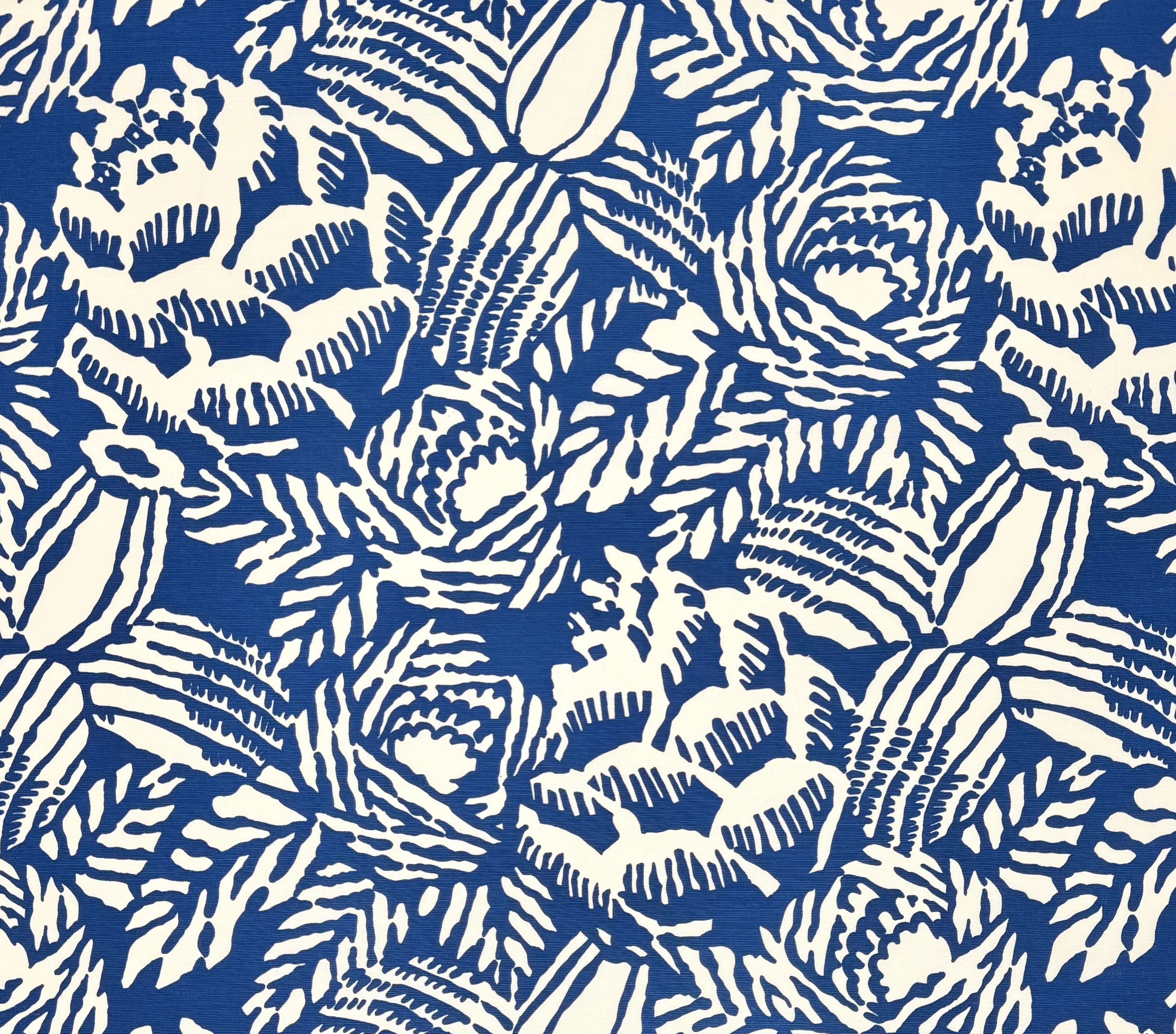 China Seas Fabric: Macambo - Custom Royal Blue on White Belgian Linen / Cotton