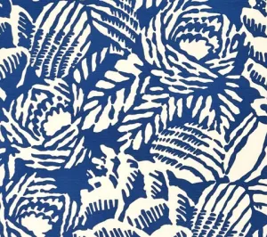 China Seas Fabric: Macambo - Custom Royal Blue on White Belgian Linen / Cotton