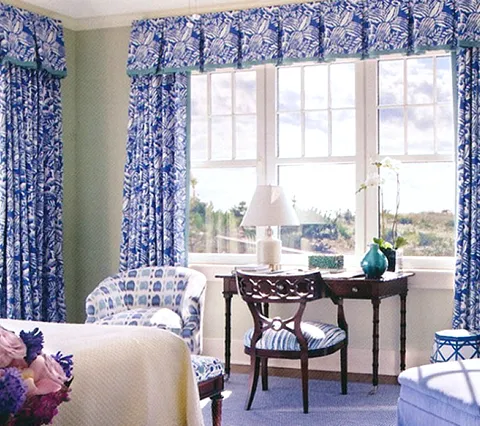 China Seas Fabric: Macambo - Custom Royal Blue on White Belgian Linen / Cotton