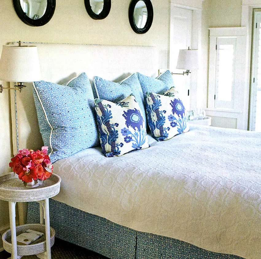 China Seas Fabric: Nitik II - Custom Mango / Shrimp on Tinted Belgian Linen / Cotton