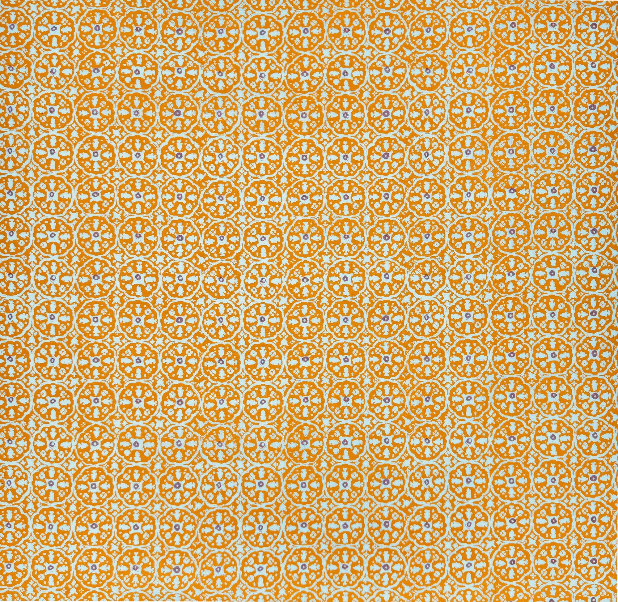 China Seas Fabric: Nitik II - Custom Mango / Shrimp on Tinted Belgian Linen / Cotton