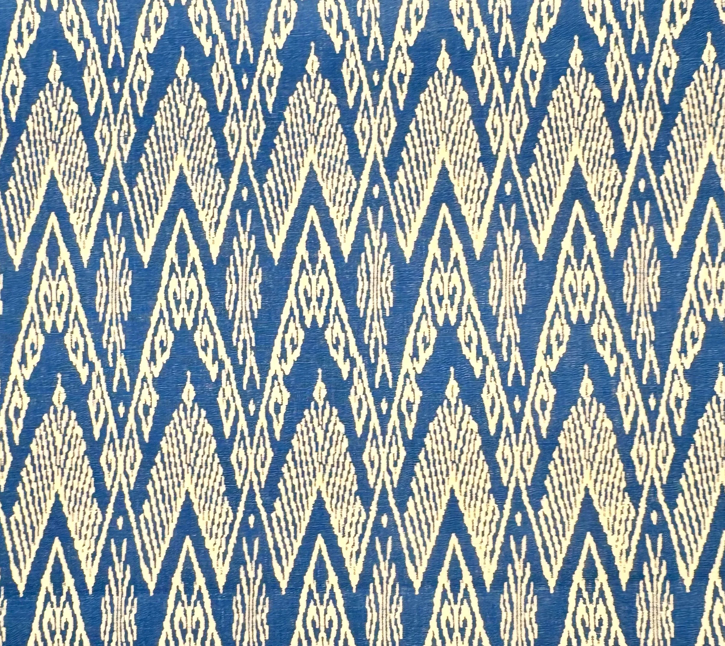 China Seas Fabric: Raffles Reverse - Custom New Navy on Tan Belgian Linen / Cotton