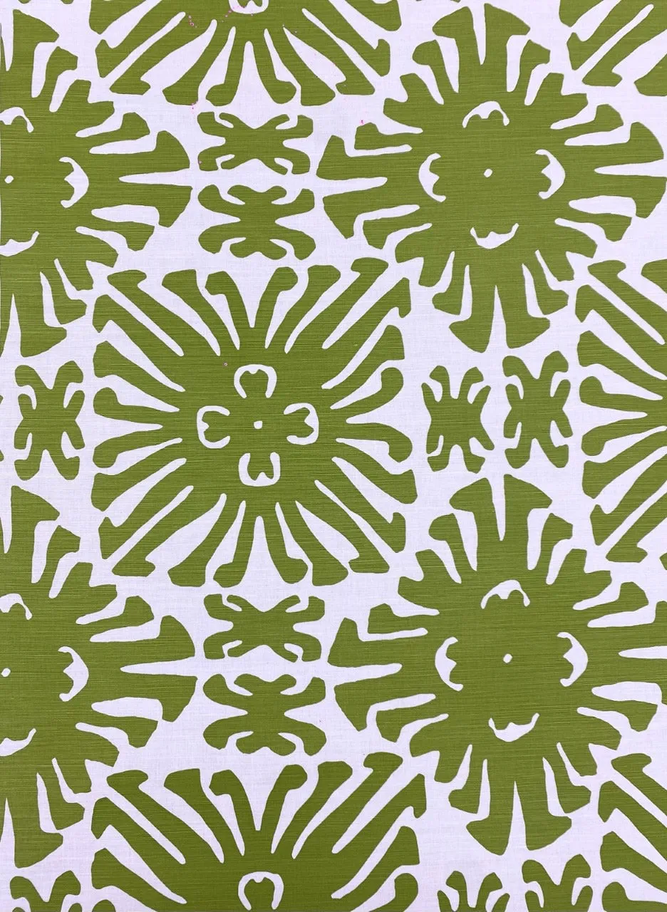 China Seas Fabric: Sigourney - Custom Jungle Green on Belgian Linen / Cotton