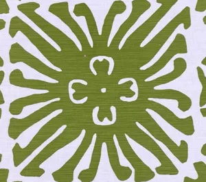 China Seas Fabric: Sigourney - Custom Jungle Green on Belgian Linen / Cotton