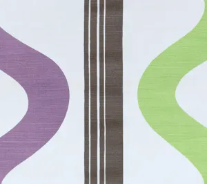 China Seas Fabric: Tete a Tete Vertical - Custom Violet / Jungle Green / Brown on White Belgian Linen/Cotton