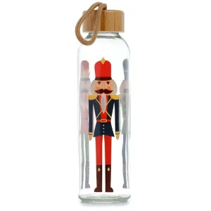 Christmas Nutcracker Glass Bottle with Bamboo Lid
