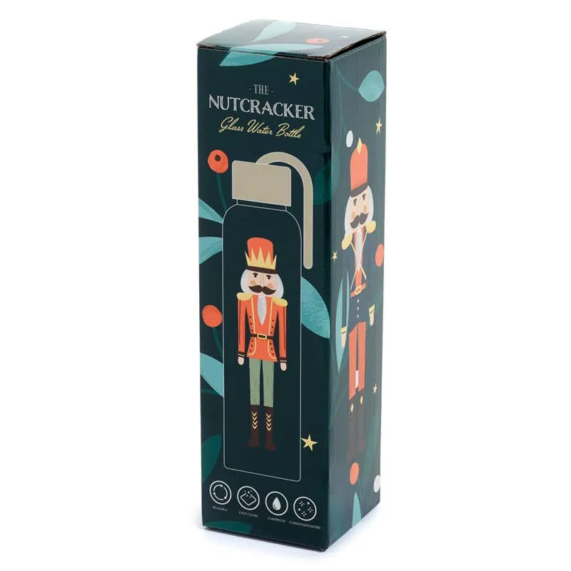 Christmas Nutcracker Glass Bottle with Bamboo Lid