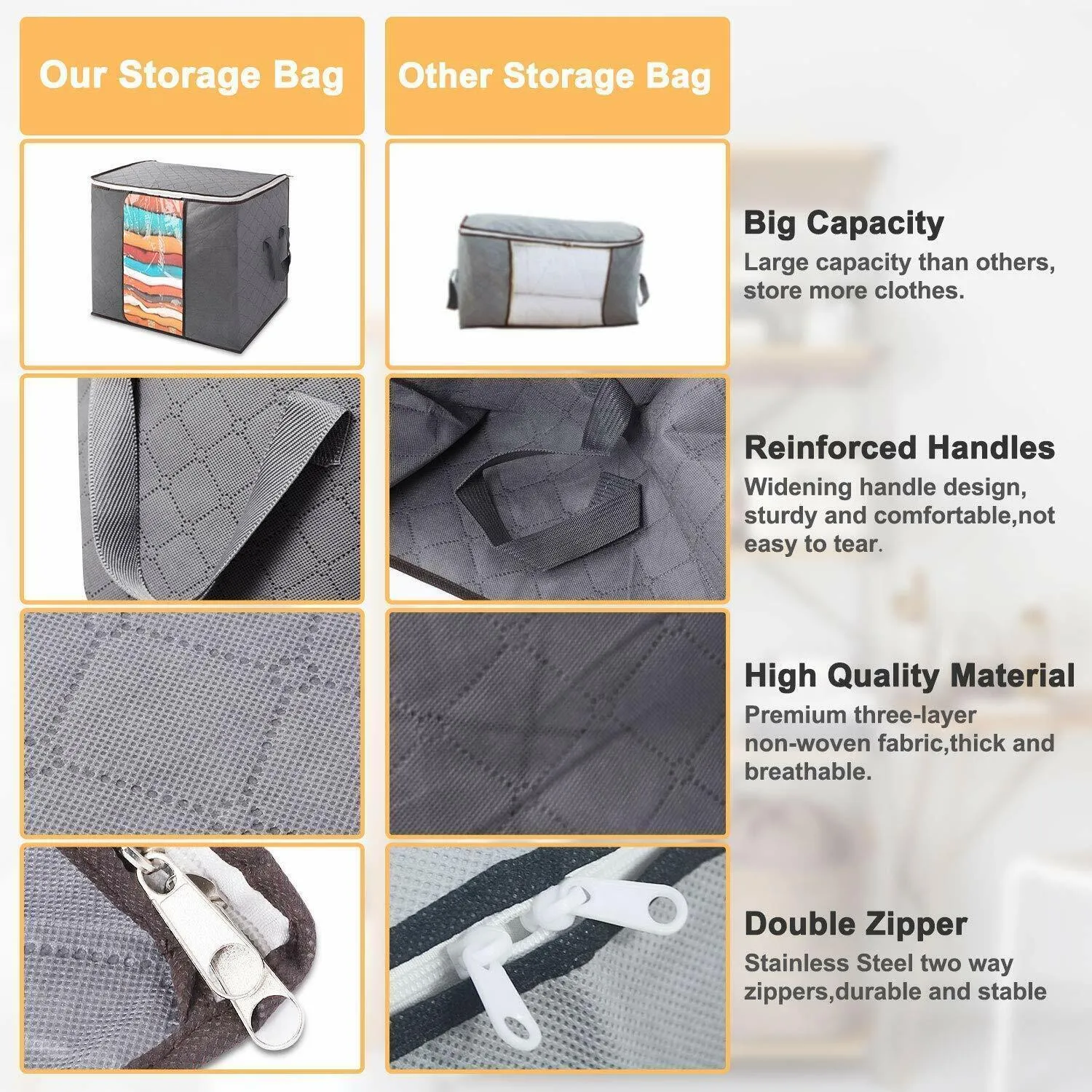 Clothes Quilt Blanket Storage  Charcoal Bamboo 90L * 2 Style