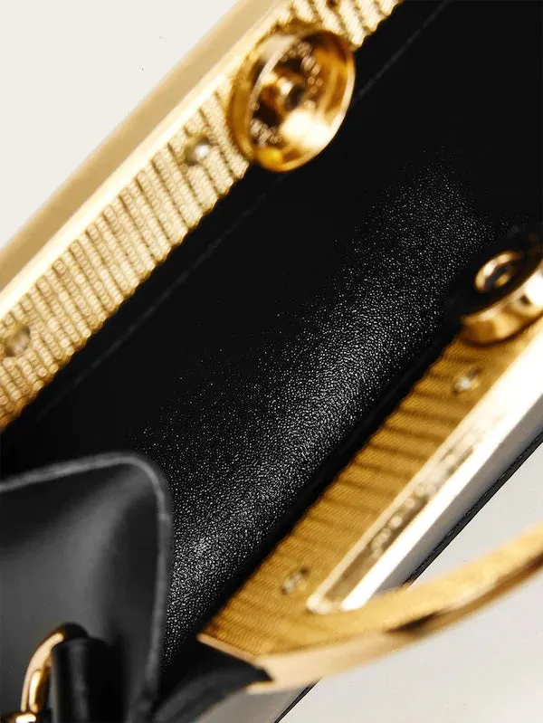 CM-BGS719856 Women Elegant Seoul Style Metal Handle Chain Strap Satchel Bag - Black
