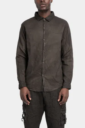 Coated crinkled cotton shirt, Dark brown