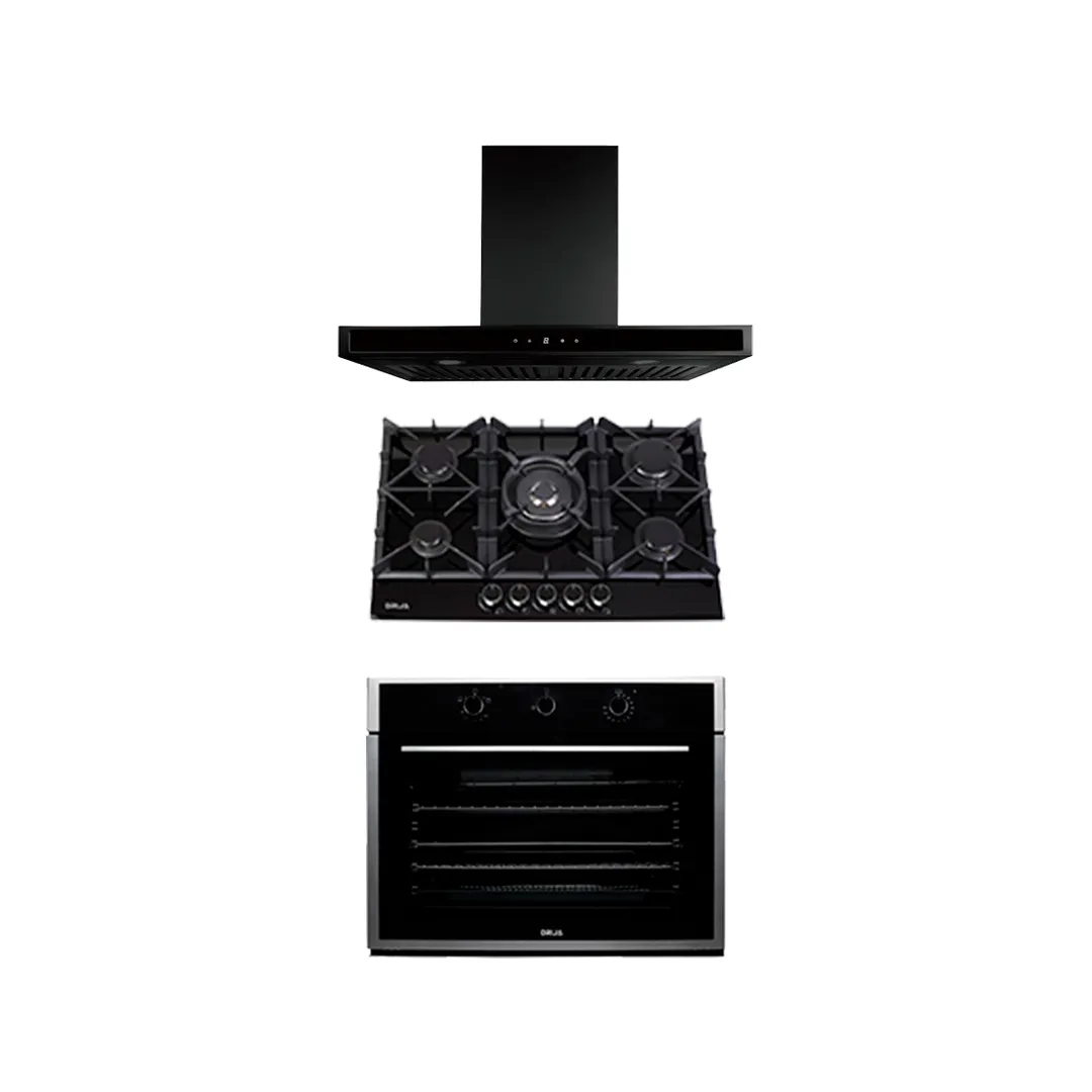COMBO A PREMIUM - DRIJA - 76CM / 30” - VIDRIO(Estufa, Horno y Extractor).