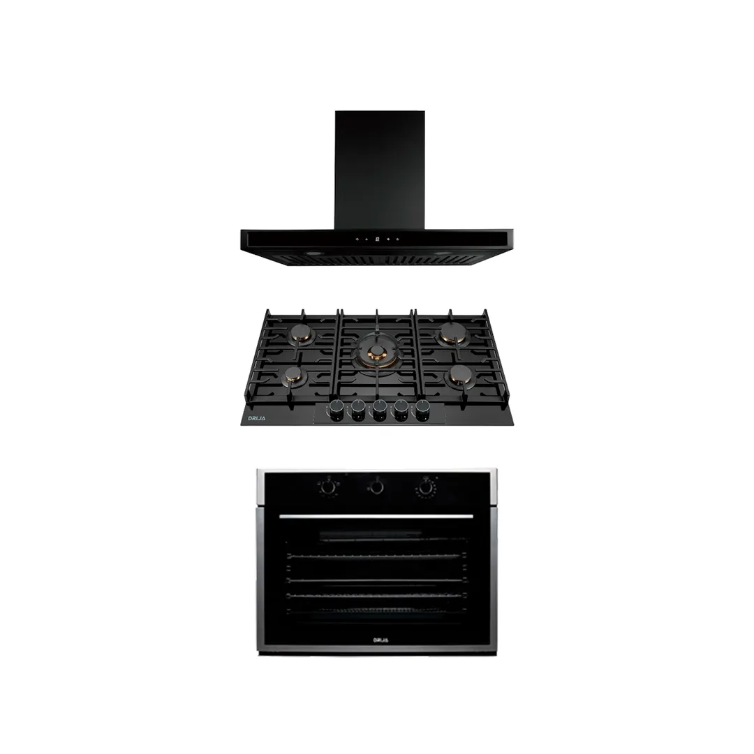 COMBO B LUXURY - DRIJA - 76CM / 30” – VIDRIO(Estufa, Horno y Extractor).