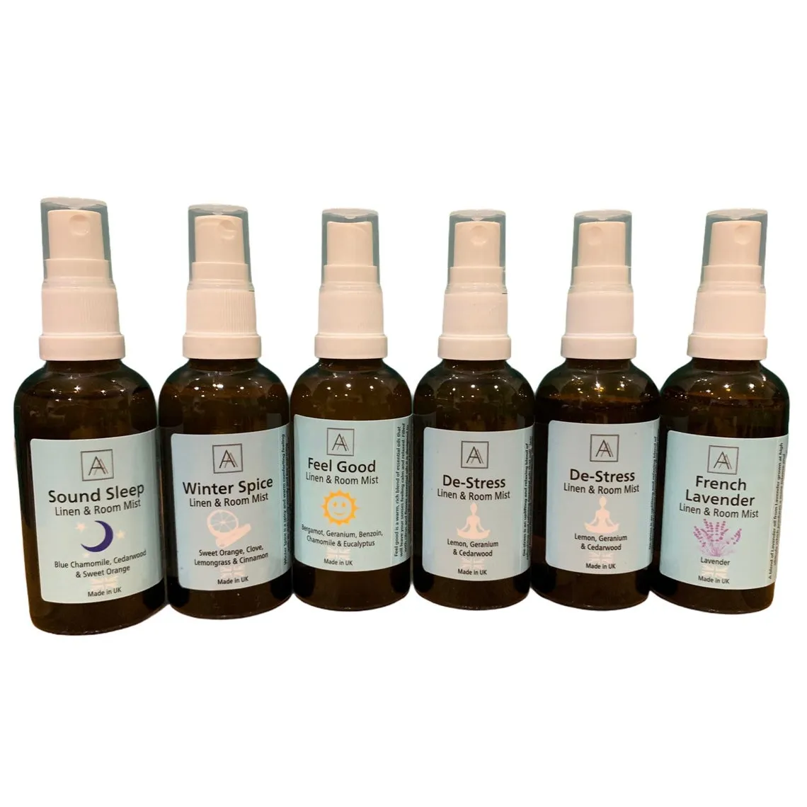 Complete Set - Feel Good, Deep Sleep, De-stress, Lavender Winter Spice and Sound Sound Linen and Room Mist Set