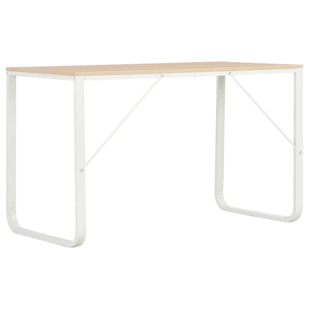 Computer Desk White and Oak 47.2"x23.6"x28.7"