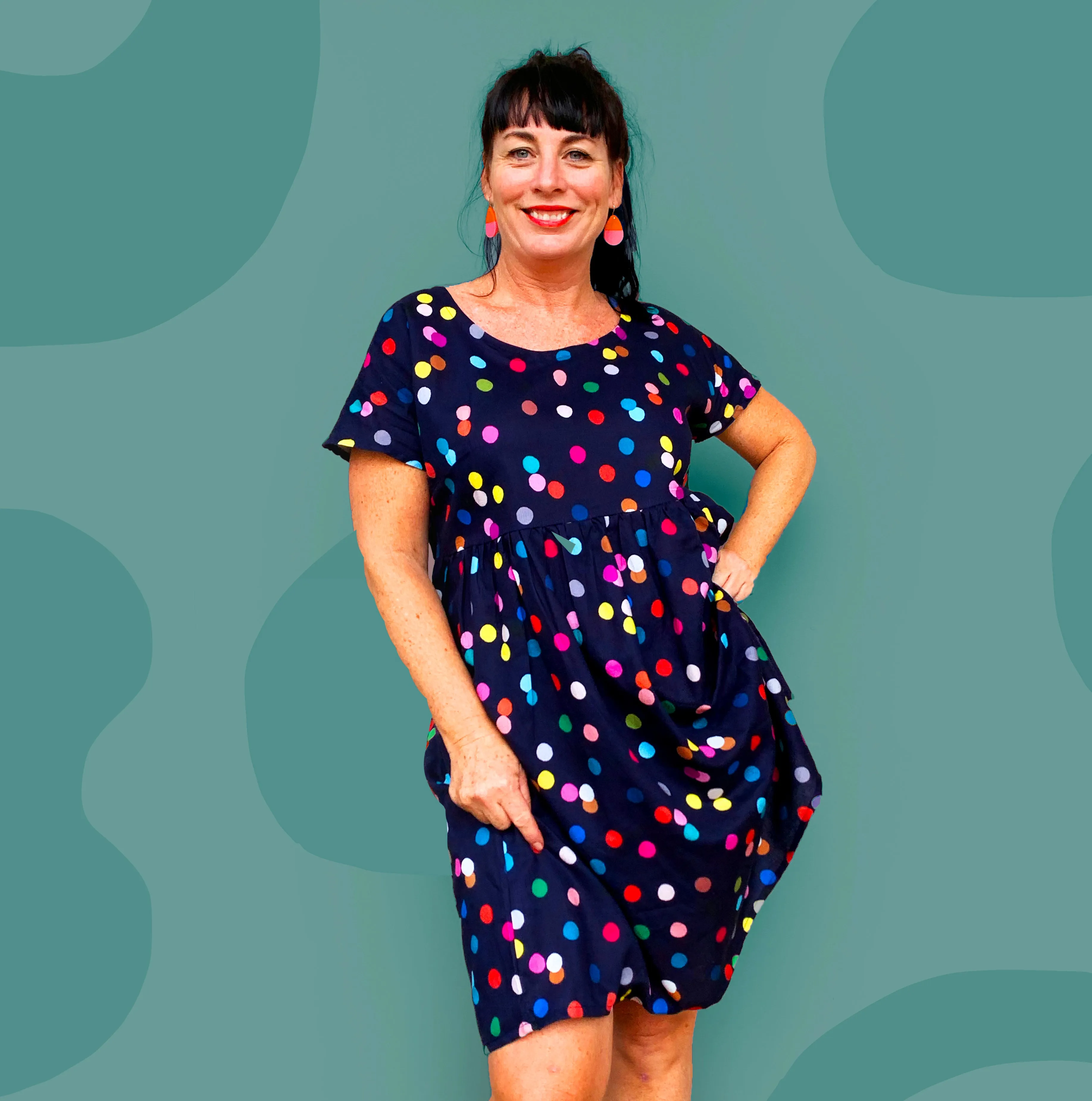 Confetti (navy) organic cotton linen