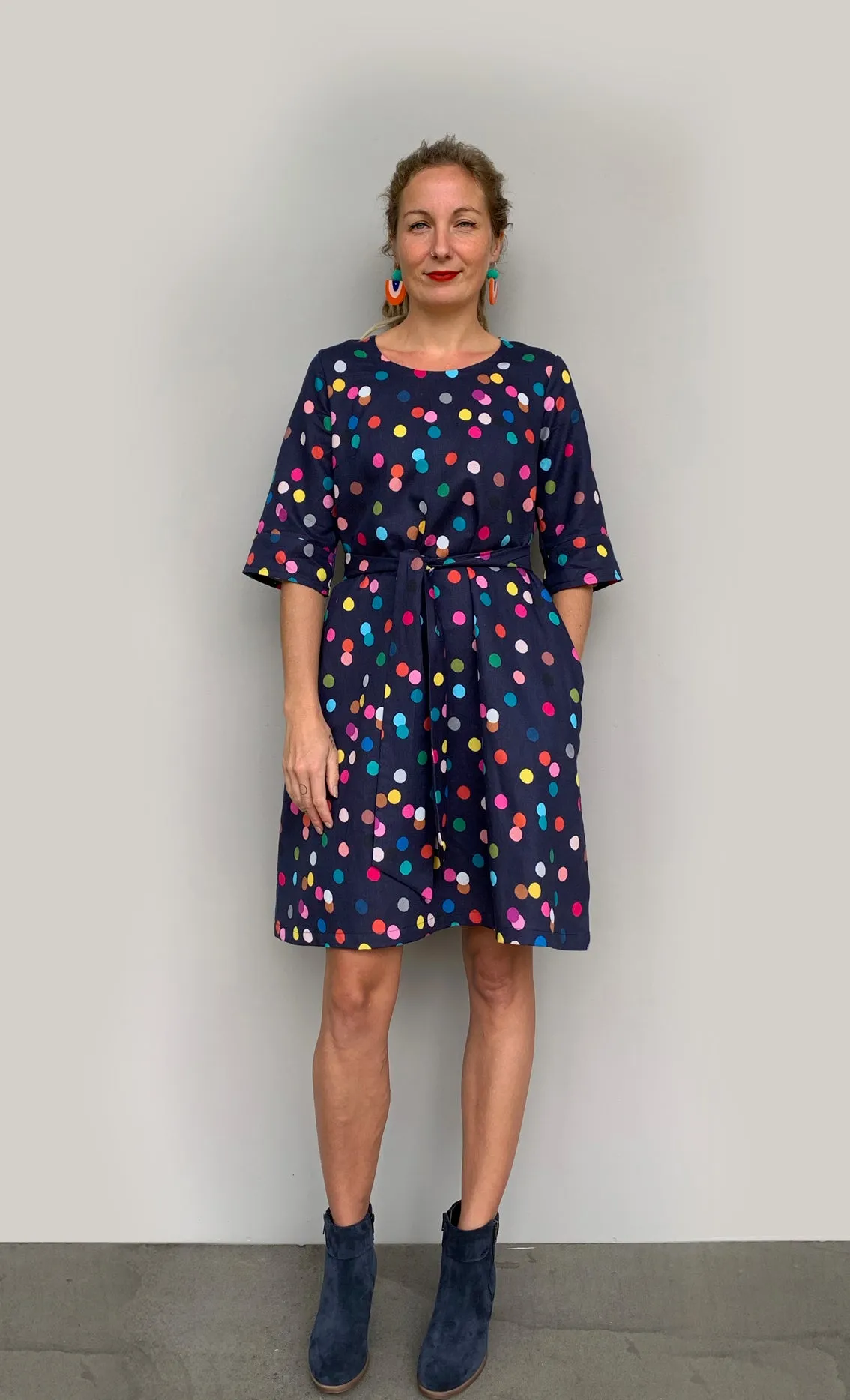 Confetti (navy) organic cotton linen