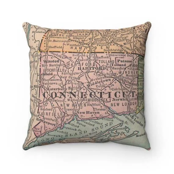 Connecticut Map Pillow
