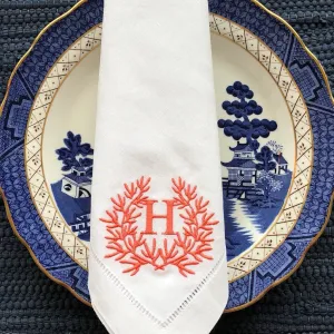 Coral Monogram Napkin
