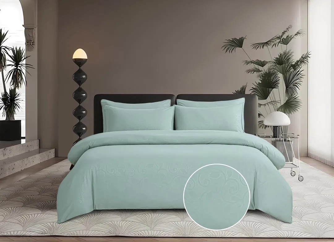 Cotton Co Bella Duck Egg Embossed Micro Satin Duvet Cover Set