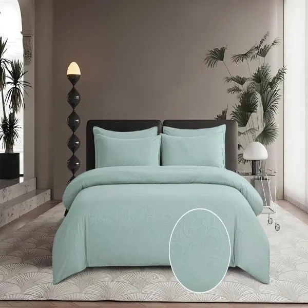 Cotton Co Bella Duck Egg Embossed Micro Satin Duvet Cover Set