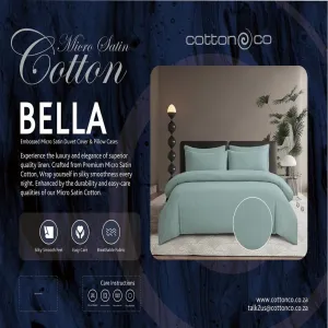 Cotton Co Bella Duck Egg Embossed Micro Satin Duvet Cover Set