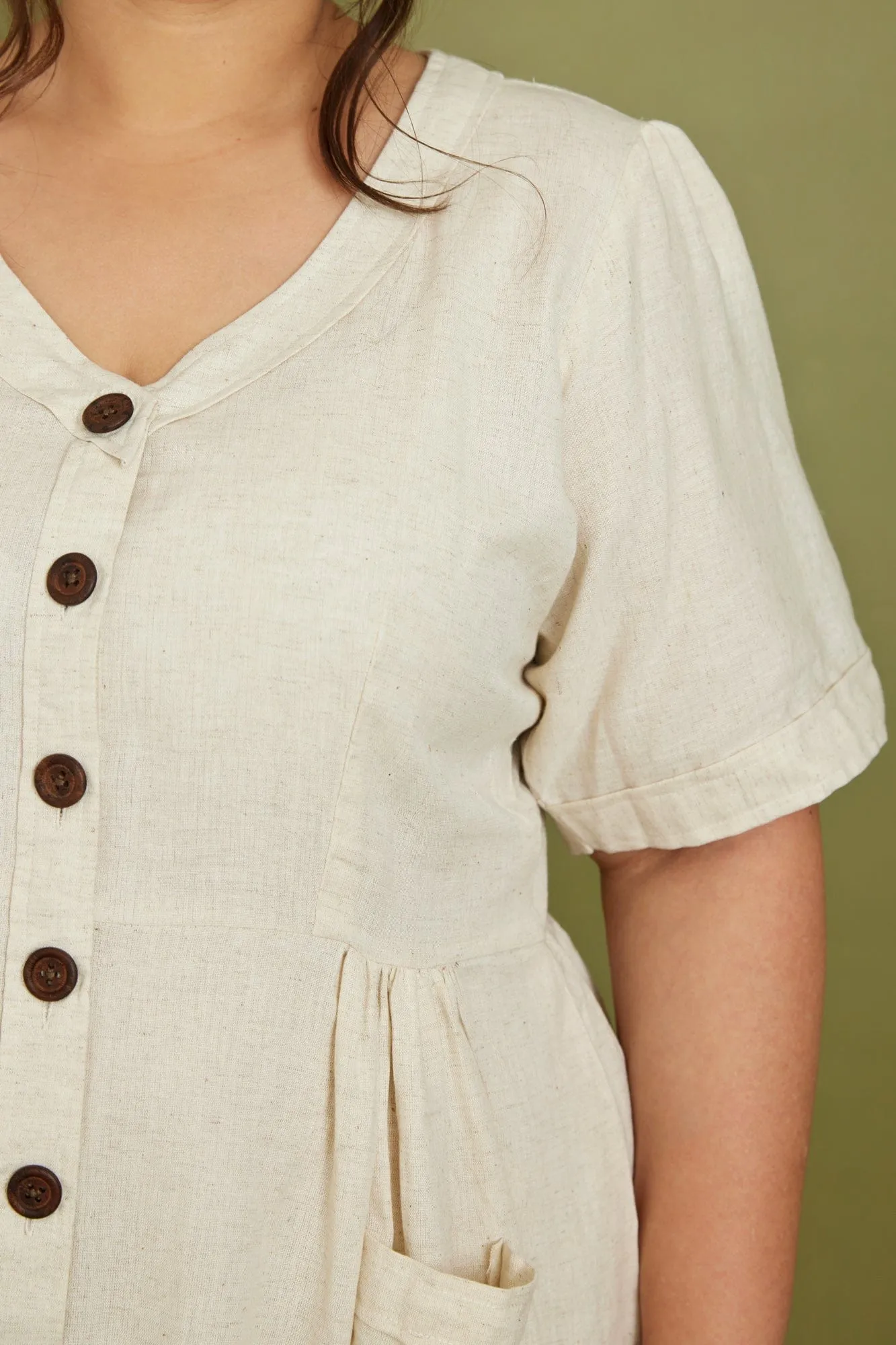 Cotton Flax Dress in Cream