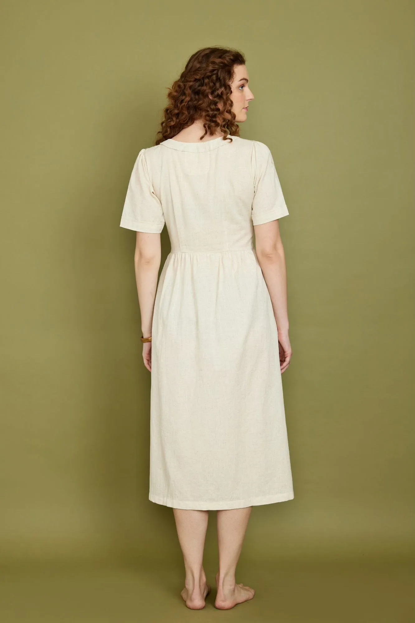 Cotton Flax Dress in Cream