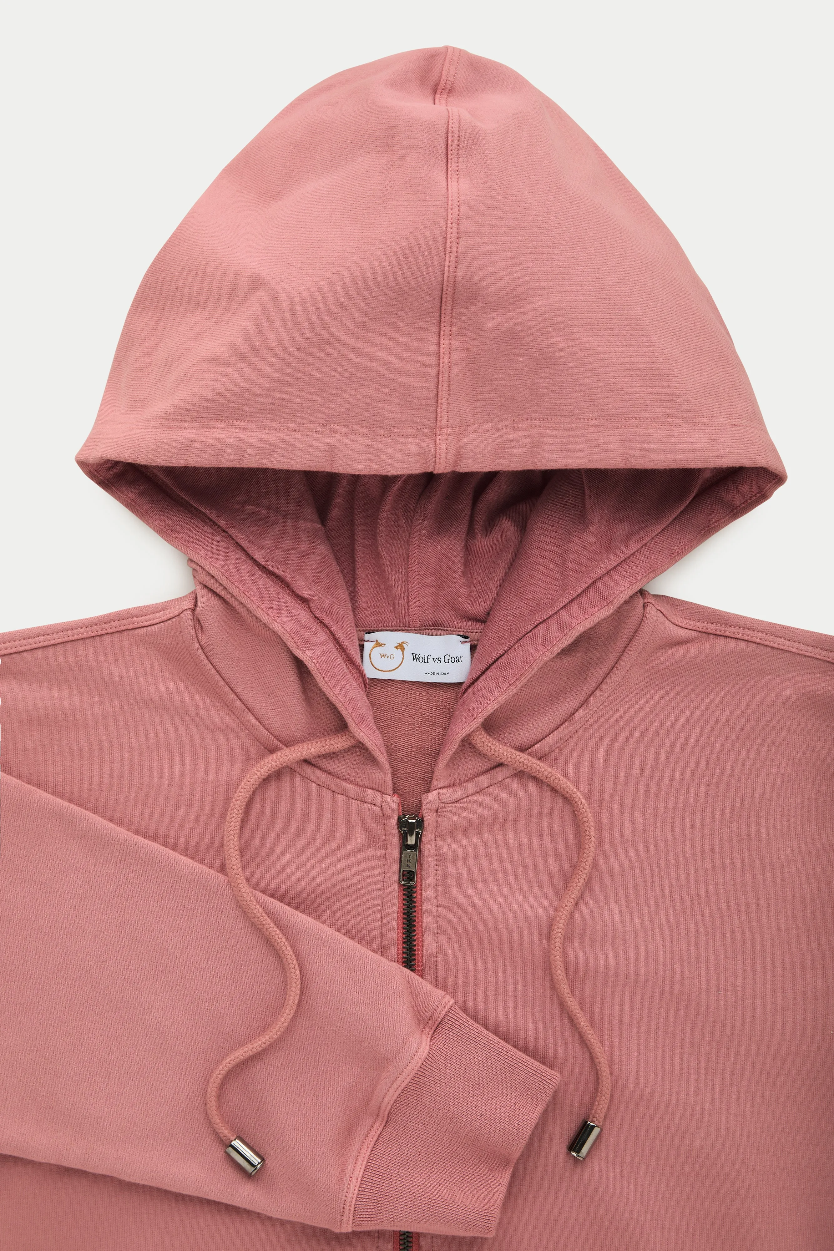 Cotton Modal Zip Up Hoodie Faded Rose