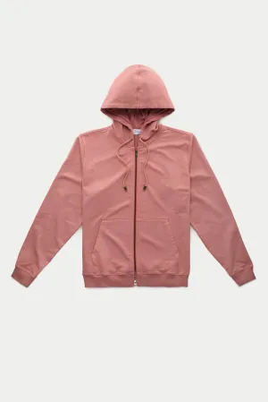 Cotton Modal Zip Up Hoodie Faded Rose