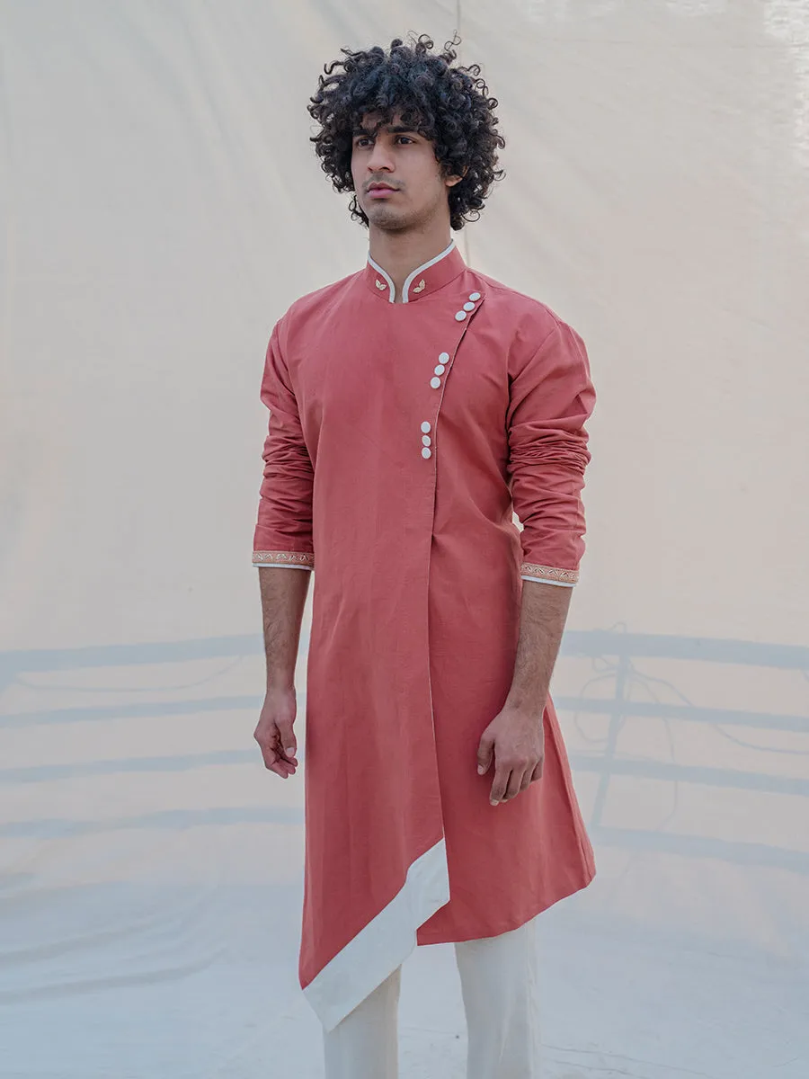 Cotton X Linen Coral & Mean Kurta