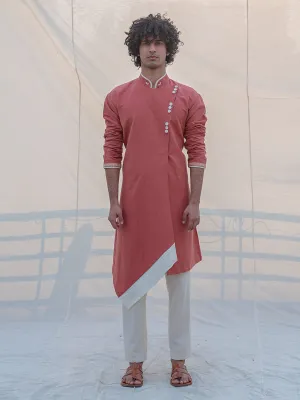 Cotton X Linen Coral & Mean Kurta
