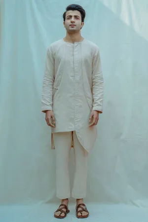 Cotton X Linen Paneled Kurta Set