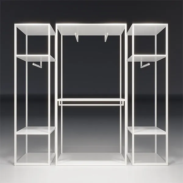 CR019 Custom Clothing Store Racks and Shelves Set Lighted