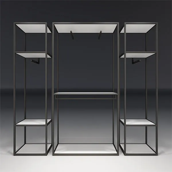 CR019 Custom Clothing Store Racks and Shelves Set Lighted