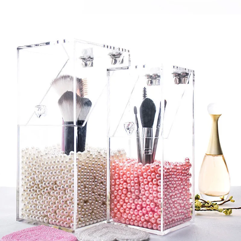 Crystal Acrylic Makeup brush Organizer cosmetic storage box Makeup tool Flashing pencil holder Lipstick Organizer cosmetic case