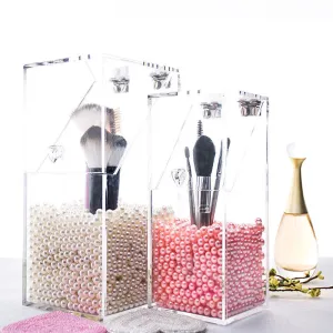 Crystal Acrylic Makeup brush Organizer cosmetic storage box Makeup tool Flashing pencil holder Lipstick Organizer cosmetic case