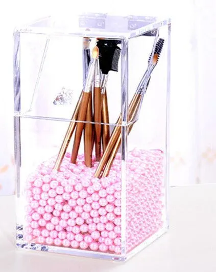 Crystal Acrylic Makeup brush Organizer cosmetic storage box Makeup tool Flashing pencil holder Lipstick Organizer cosmetic case