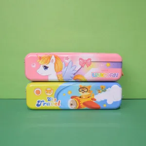 Cute Character Bus Shape Pencil Box And String Operated Wheels With Sharpener Geometry Box (Price For 1 Piece)