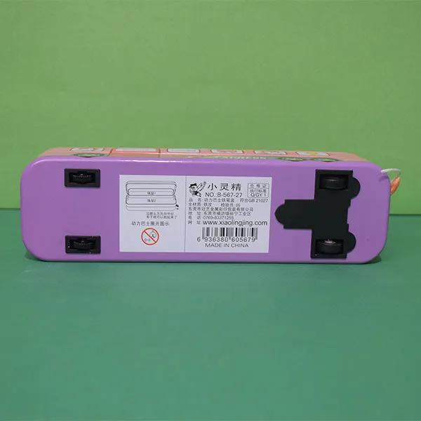 Cute Character Bus Shape Pencil Box And String Operated Wheels With Sharpener Geometry Box (Price For 1 Piece)