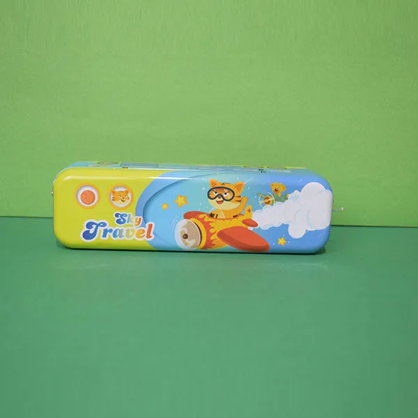 Cute Character Bus Shape Pencil Box And String Operated Wheels With Sharpener Geometry Box (Price For 1 Piece)