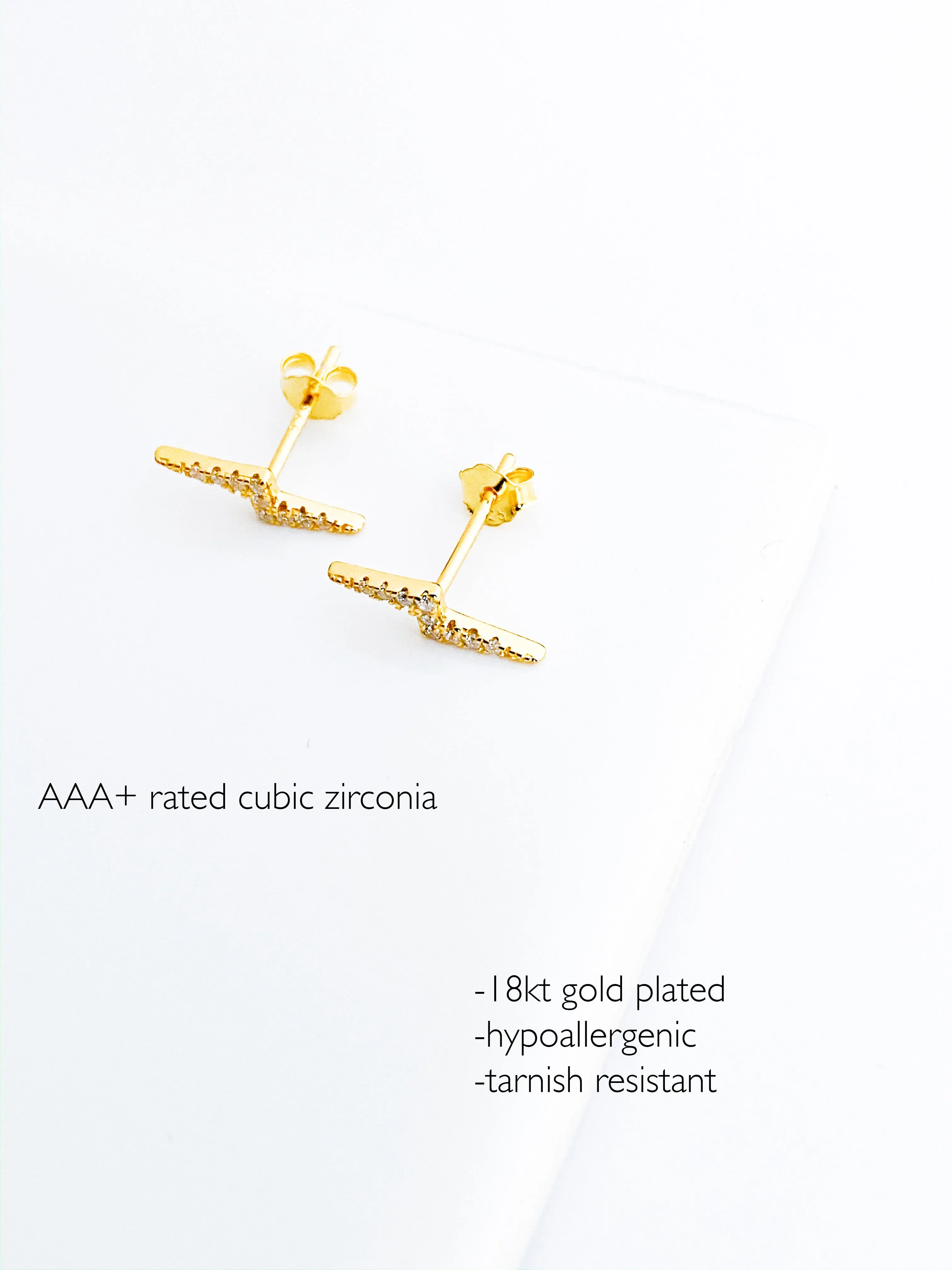 CZ Lightning Stud Earrings