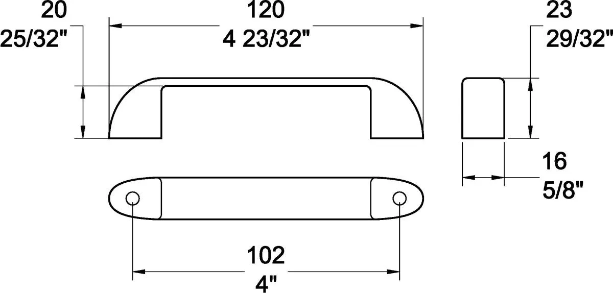 D Handle Polished Chrome Plated - Heavy Duty