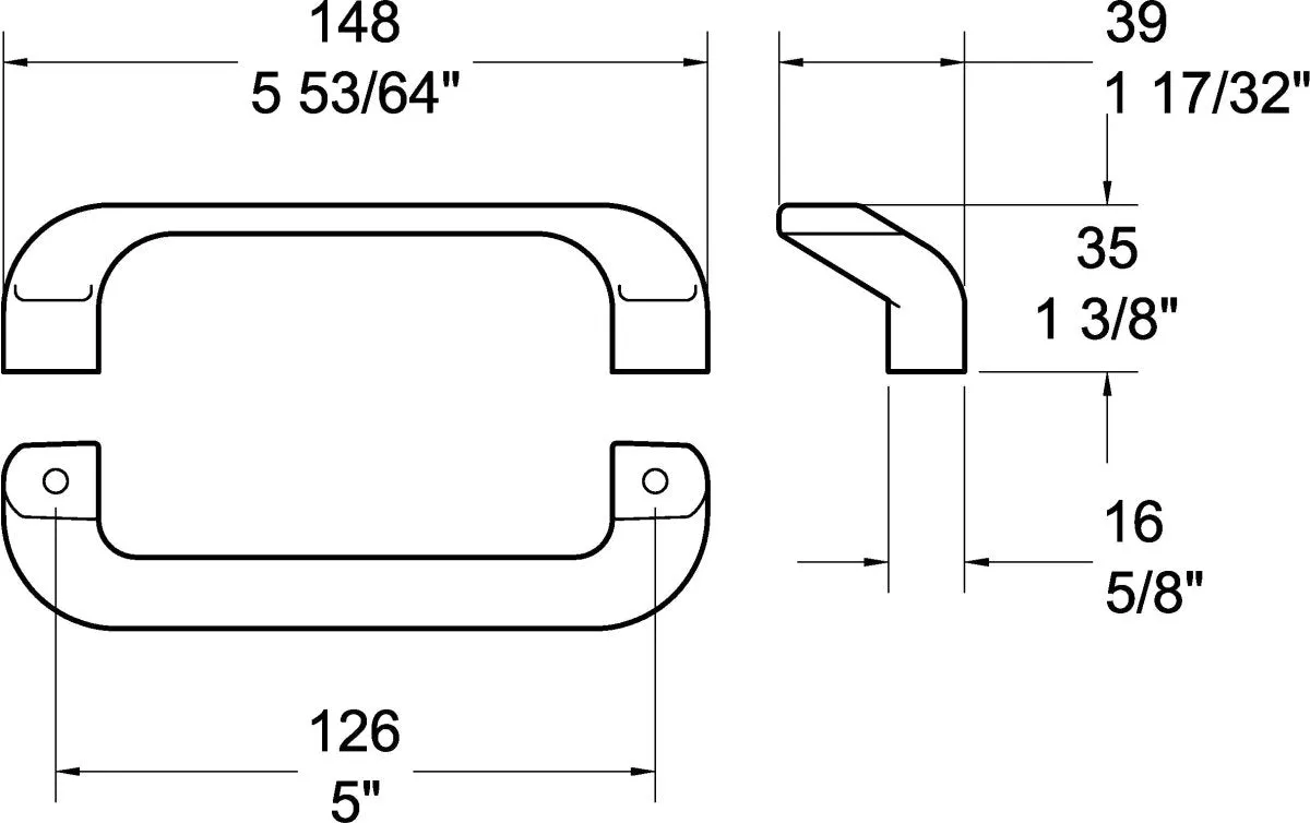 D Handle Polished Chrome Plated - Heavy Duty