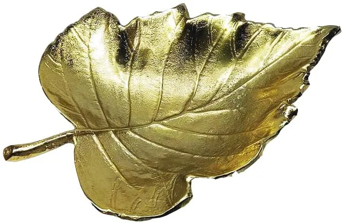 (D) Judaica Metal Leaf Style Tray for Coffee Table 13"x9" (Gold)