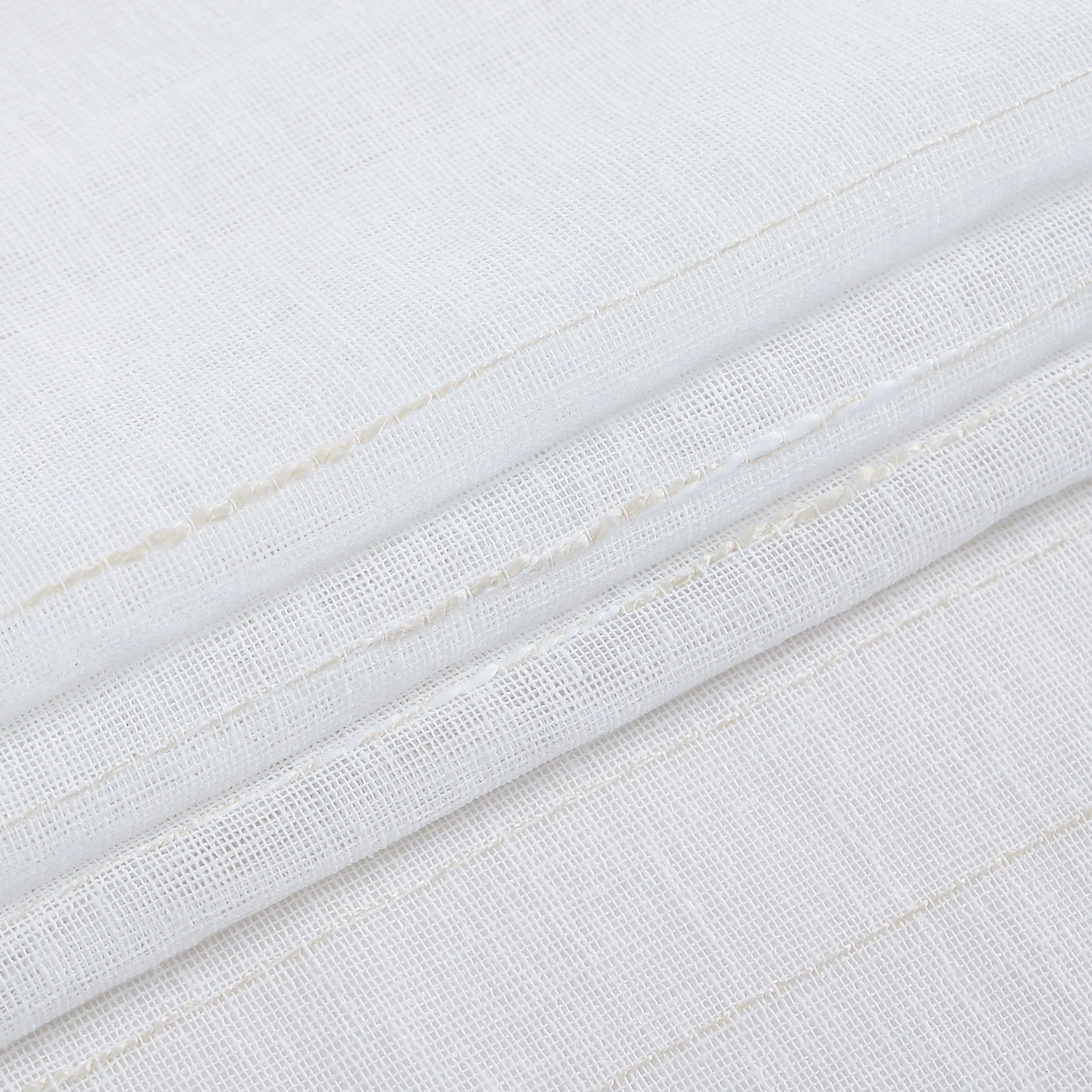 Dainty Home Lisa 3D Linen Textured Weaved Linen Look Striped Designed Fabric Shower Curtain